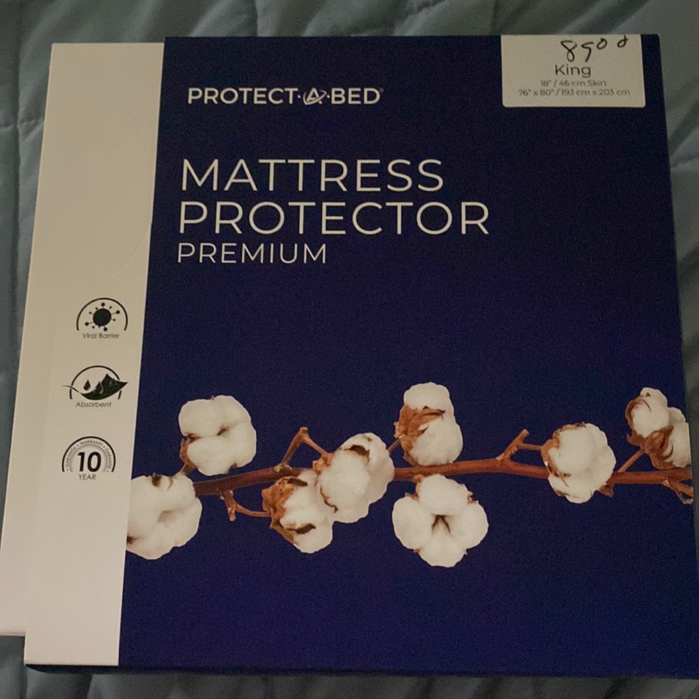 King size mattress protector. New in box. Never been taken out of box.